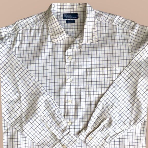 Polo Ralph Lauren Bonnard White and Blue Checkered Long Sleeve Shirt Sz XL - Picture 2 of 6